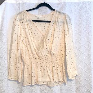 Cream and brown polka dot shirt !!